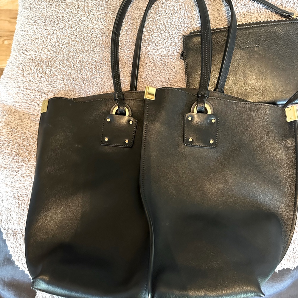 Chloé Vick Leather Tote (black with gold hardware)